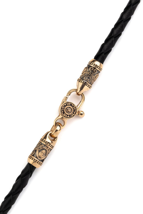 Шнурок кожаный из золота c кожаным шнурком