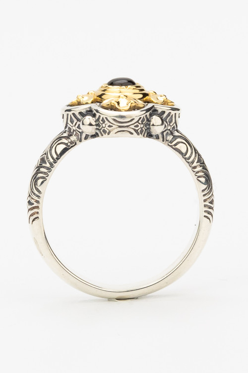 Кольцо из серебра и золота c рубином и рубином