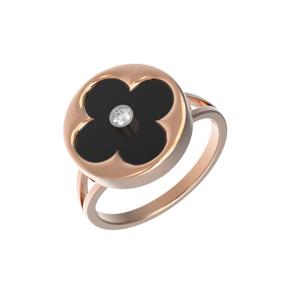 Кольцо из золота c бриллиантами и ониксом