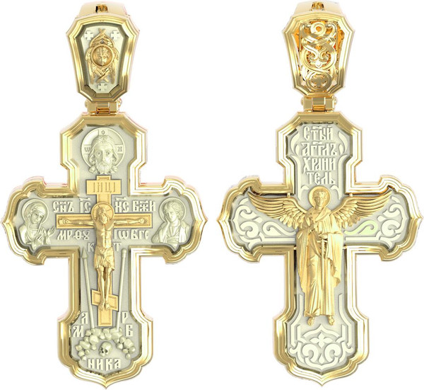 Крест из лимонного золота c бивнем мамонта