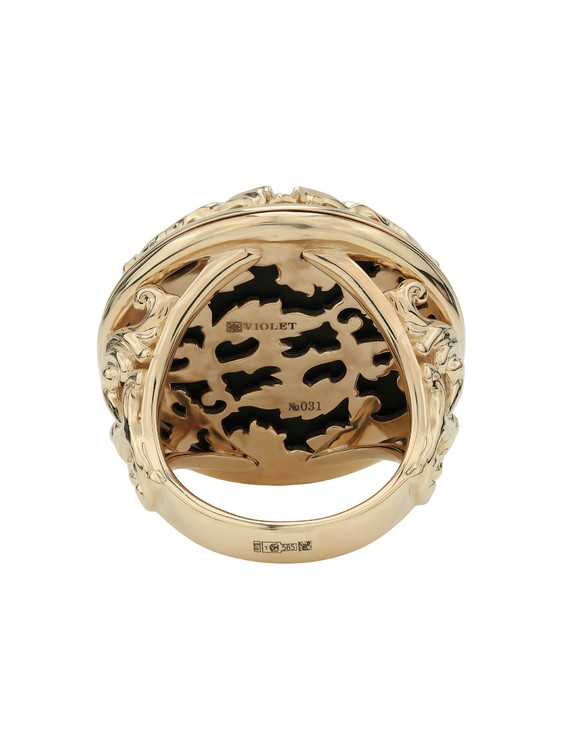 Кольцо из золота c эмаль и ониксом