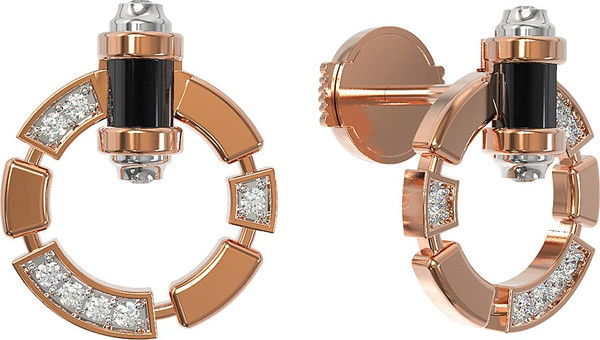 Серьги из золота c бриллиантами и ониксом