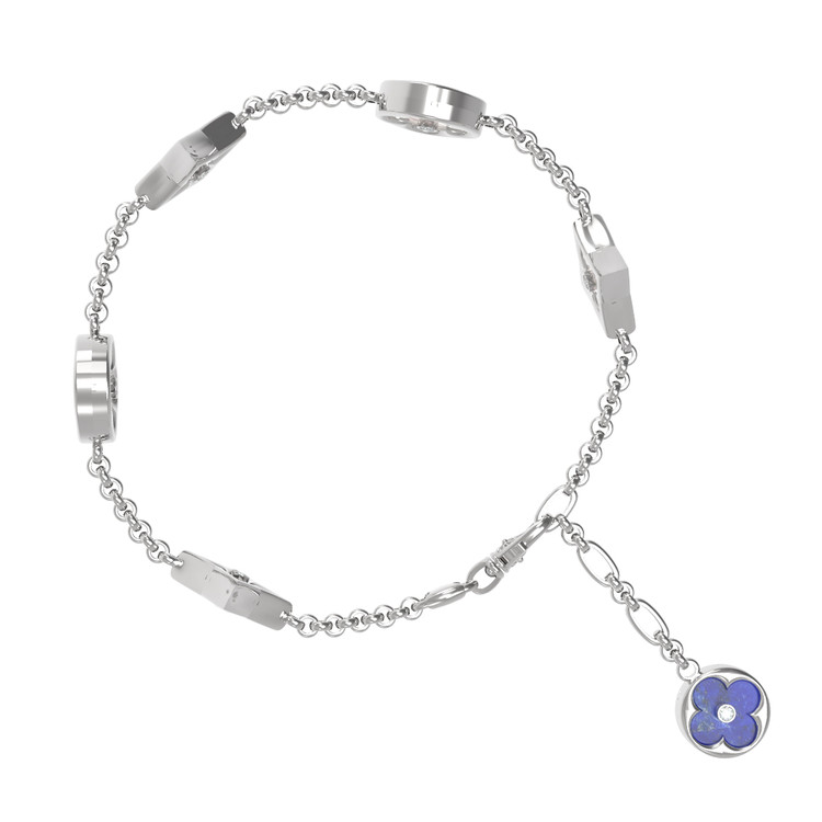 Браслет из белого золота c бриллиантами, лазуритом и перламутром