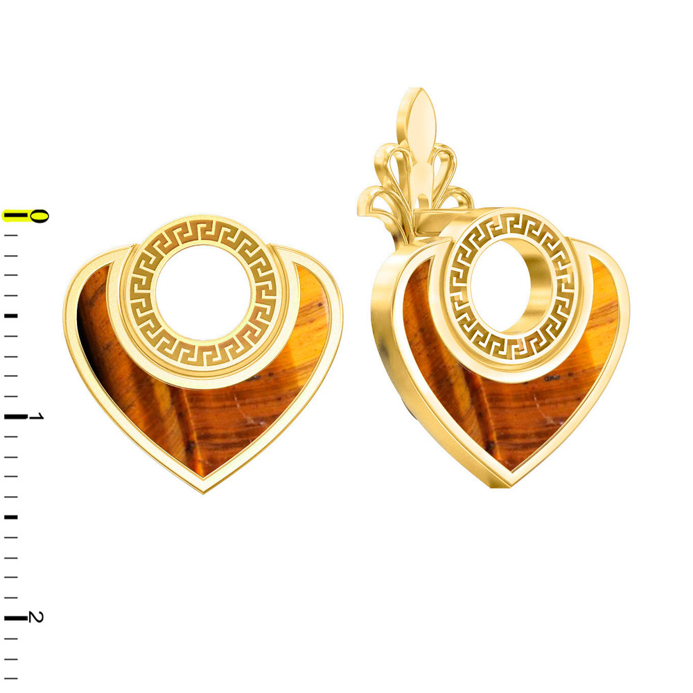 Серьги из лимонного золота c тигровым глазом