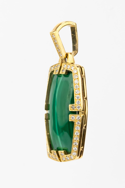 Подвеска из лимонного золота c бриллиантами, рубином и малахитом
