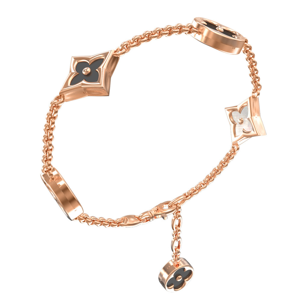 Браслет из золота c ониксом и перламутром