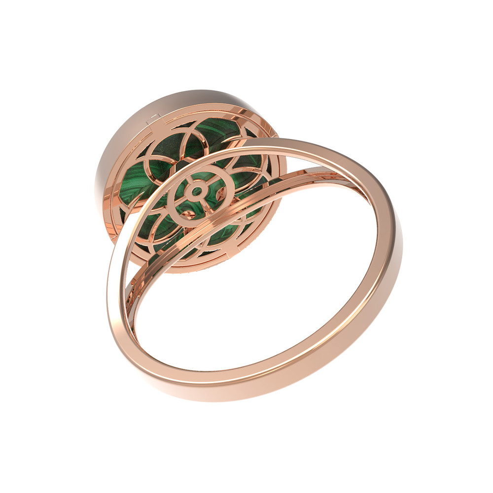 Кольцо из золота c бриллиантами и малахитом