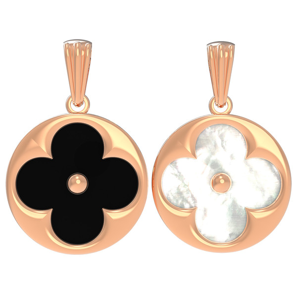 Подвеска из золота c ониксом и перламутром