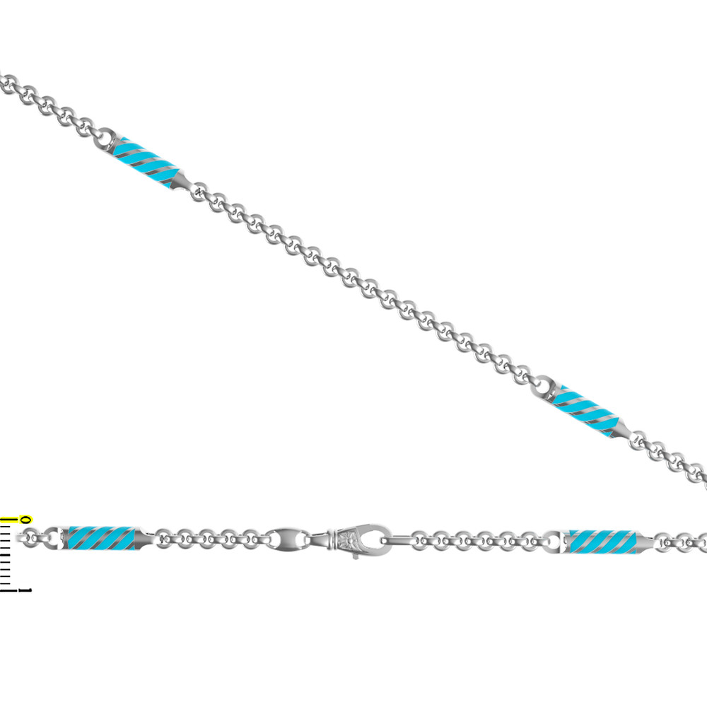 Цепь из белого золота c эмаль