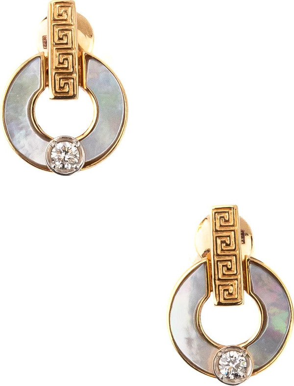 Серьги из золота c бриллиантами и перламутром