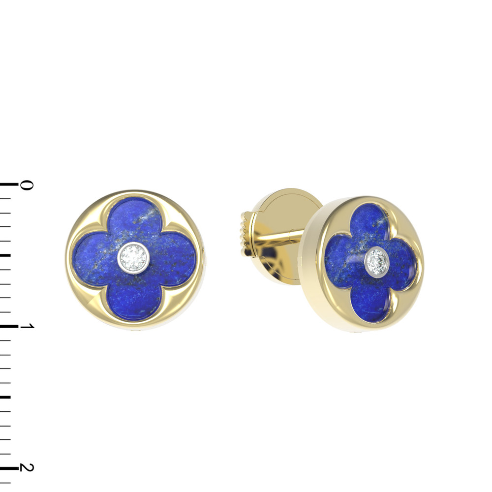 Серьги из лимонного золота c бриллиантами и лазуритом