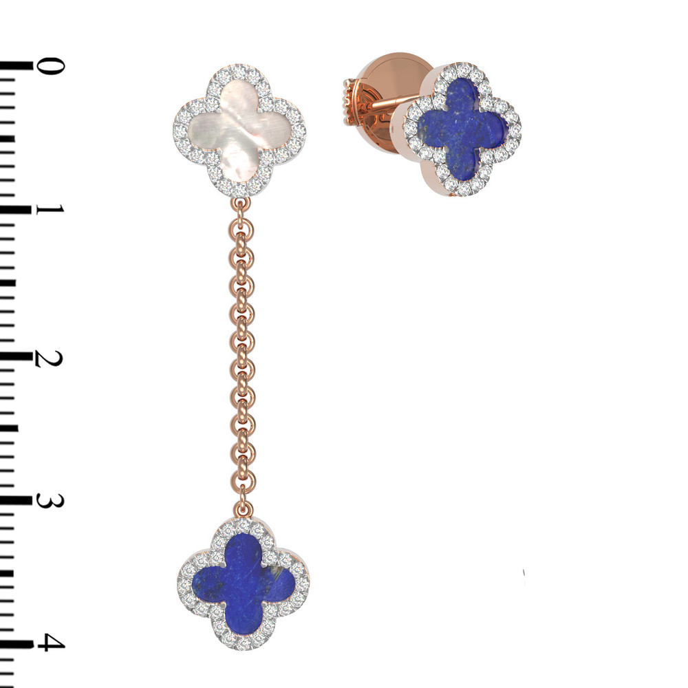 Серьги из золота c бриллиантами, лазуритом и перламутром