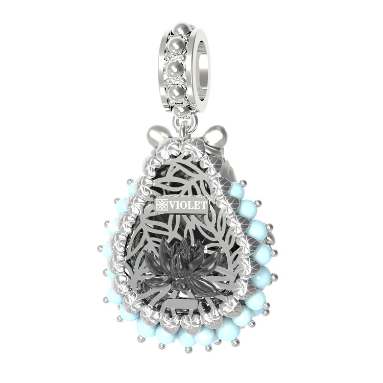 Подвеска из белого золота c эмаль и бирюзой