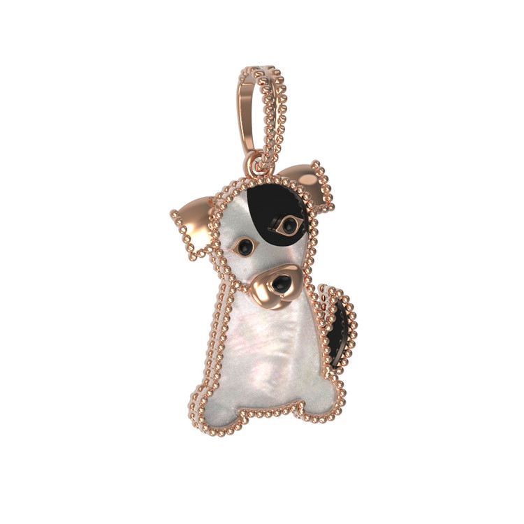 Подвеска из золота c эмаль , ониксом и перламутром