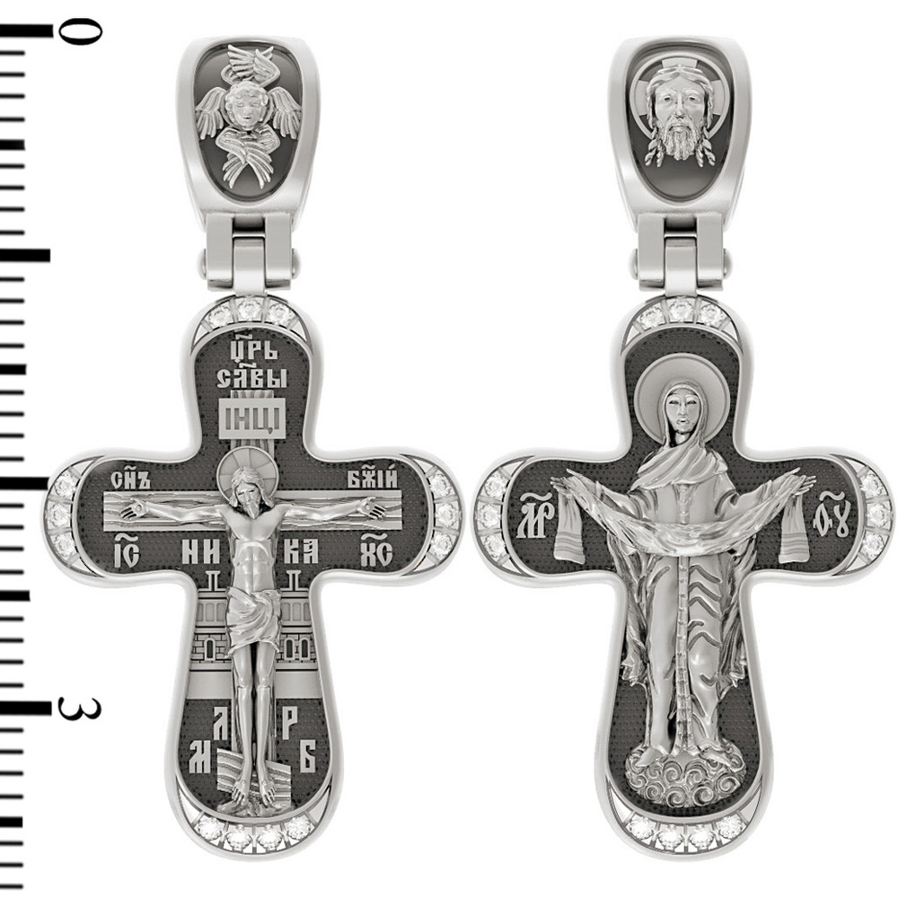 Крест из белого золота c бриллиантами