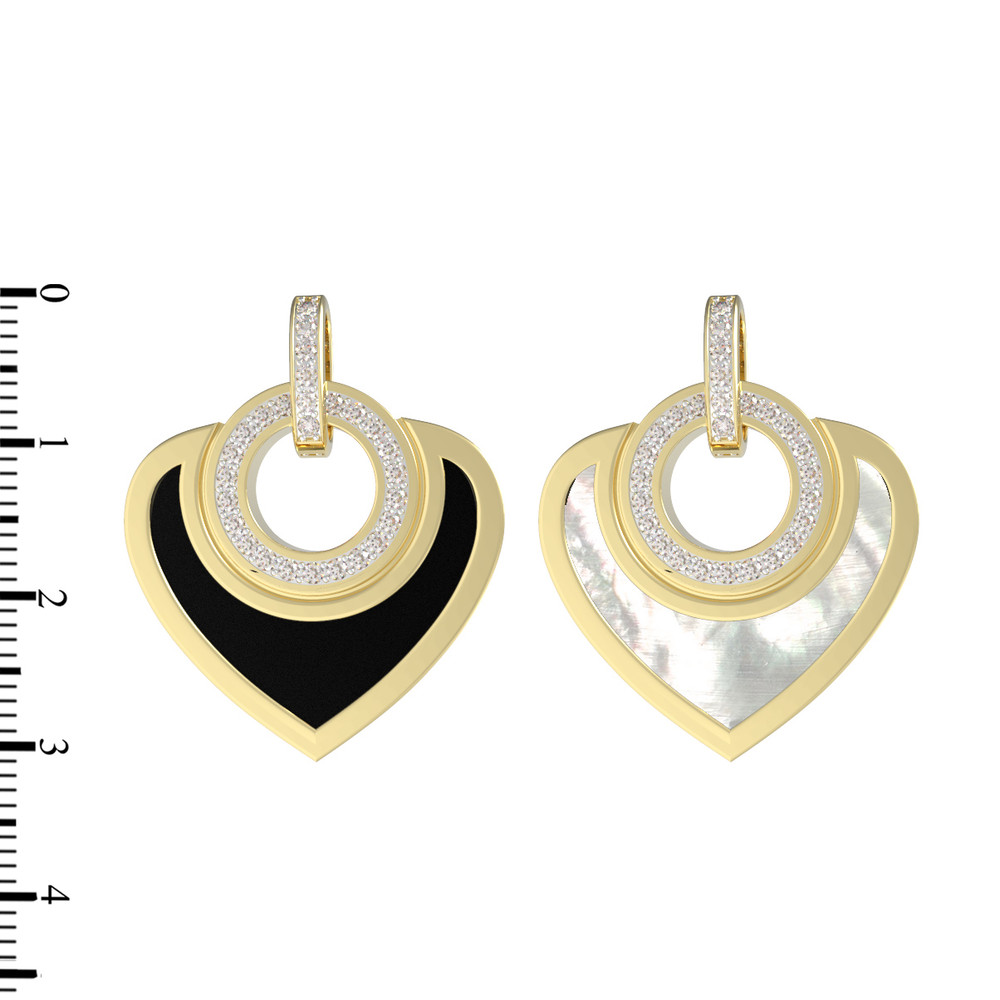 Подвеска из лимонного золота c бриллиантами, ониксом и перламутром