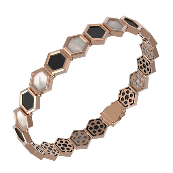 Браслет из золота c ониксом и перламутром