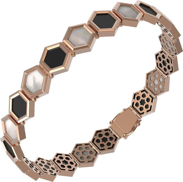 Браслет из золота c ониксом и перламутром