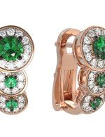 Серьги из золота 585 пробы c бриллиантами и изумрудом