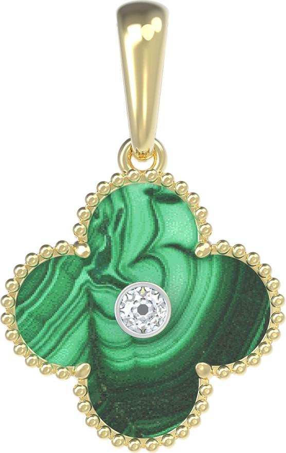 Подвеска из лимонного золота c бриллиантами и малахитом