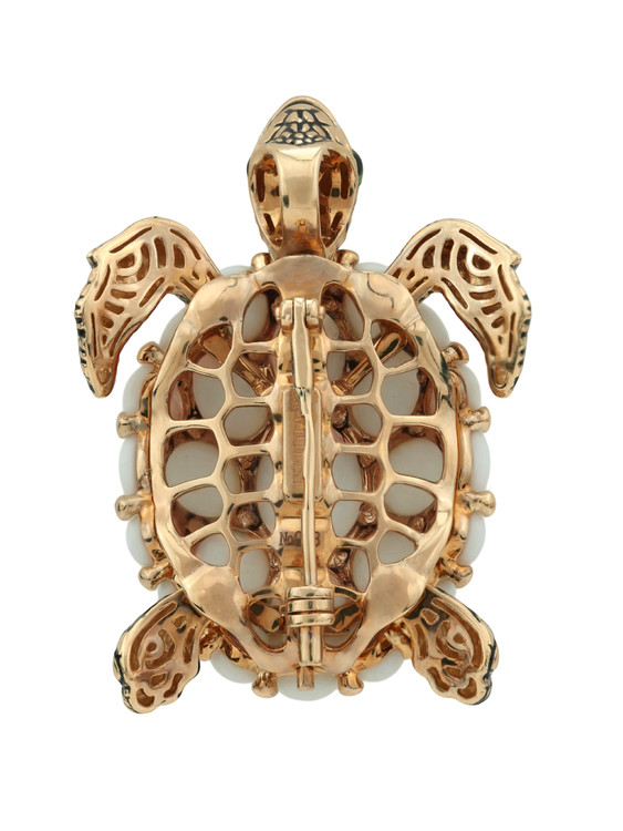 Брошь из золота c эмаль и бивнем мамонта