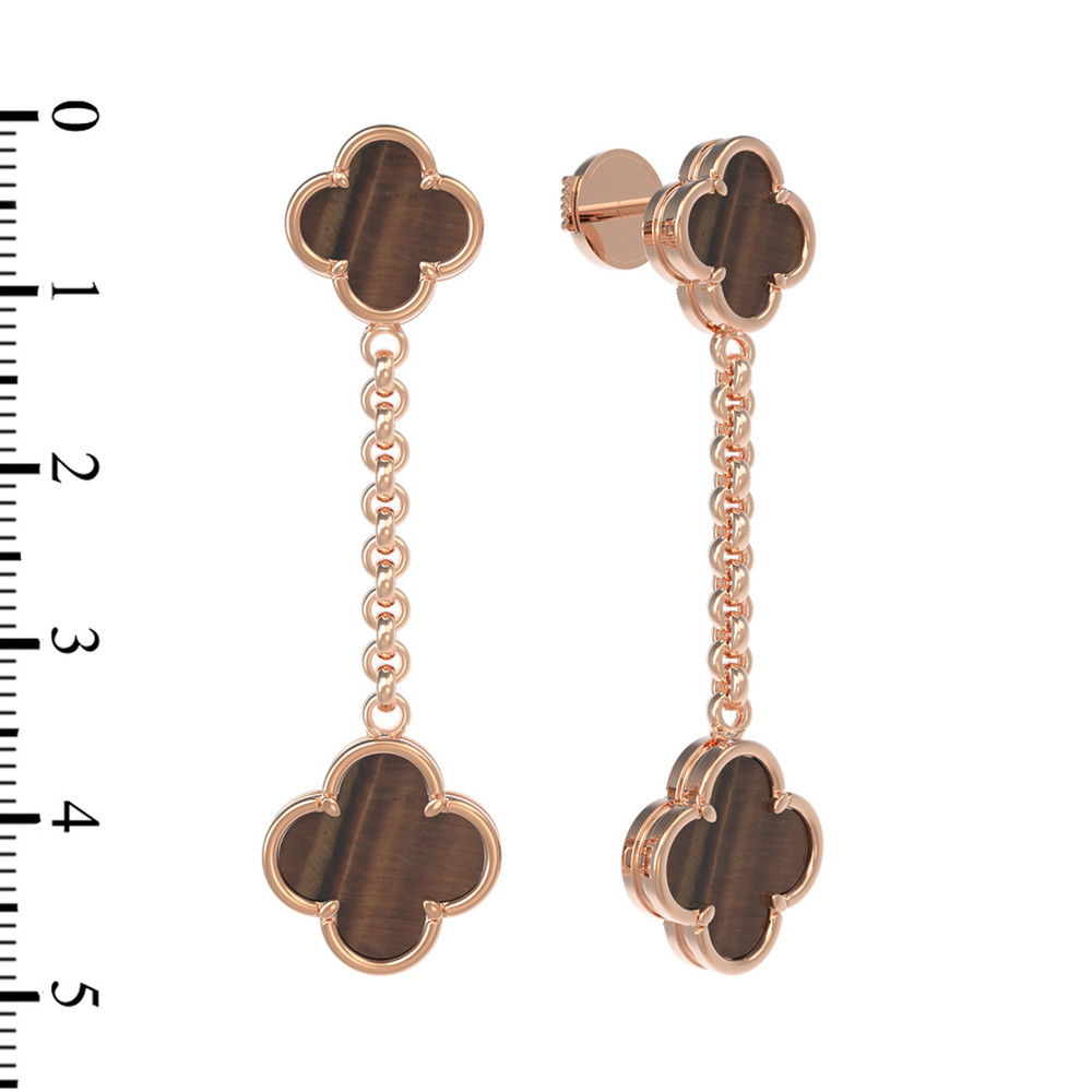 Серьги из золота c тигровым глазом