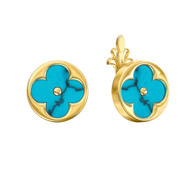 Серьги из лимонного золота c бирюзой