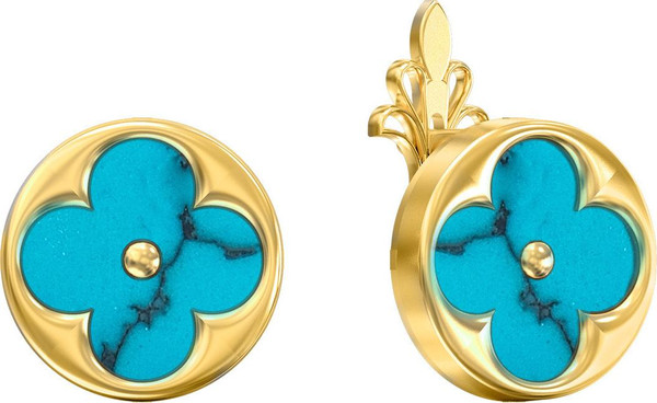 Серьги из лимонного золота c бирюзой