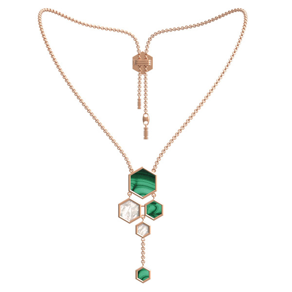 Колье из золота c малахитом и перламутром