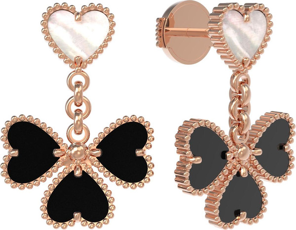 Серьги из золота c ониксом и перламутром