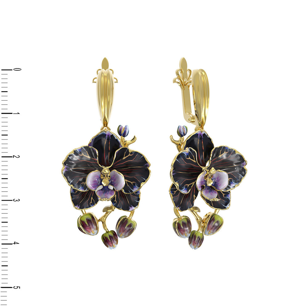 Серьги из лимонного золота c эмаль