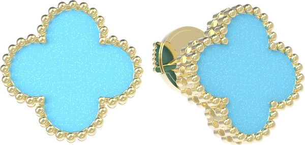 Серьги из лимонного золота c бирюзой