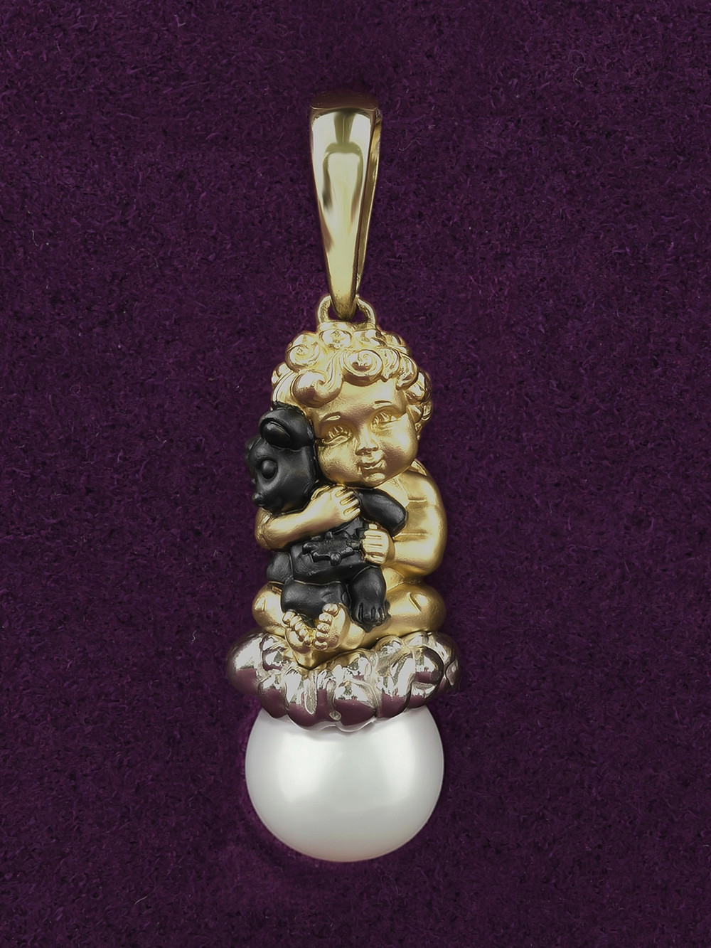 Подвеска из лимонного золота c жемчугом