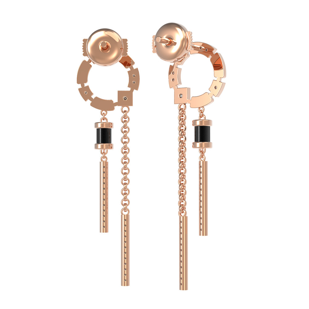 Серьги из золота c бриллиантами и ониксом