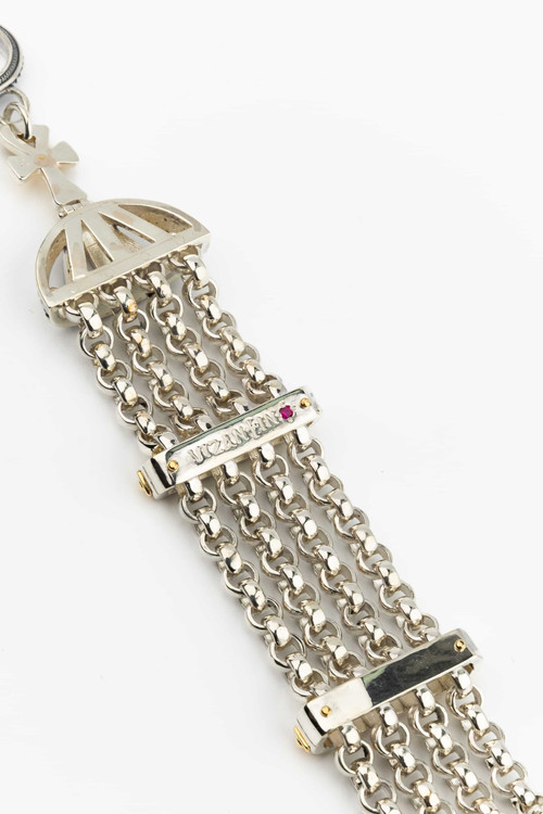 Браслет из серебра и золота c рубином