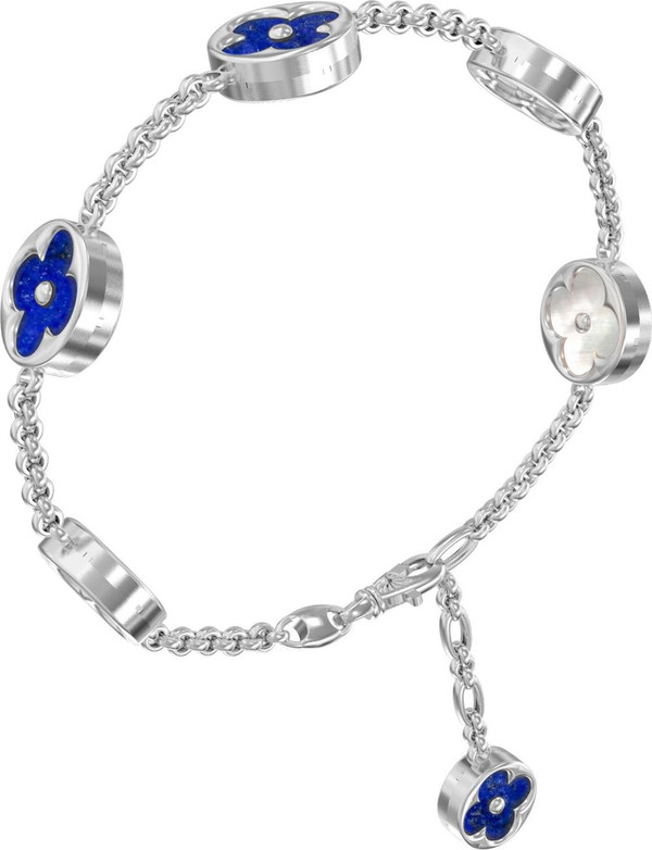 Браслет из белого золота c лазуритом и перламутром