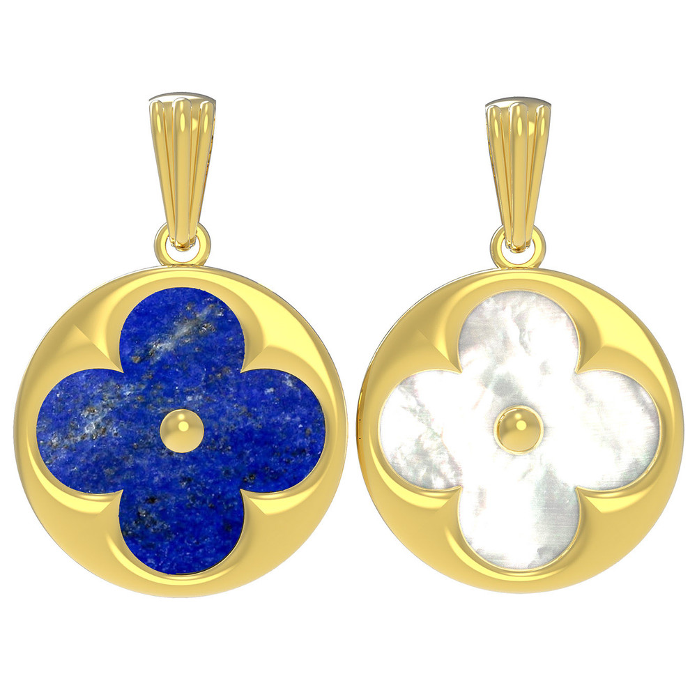 Подвеска из лимонного золота c лазуритом и перламутром