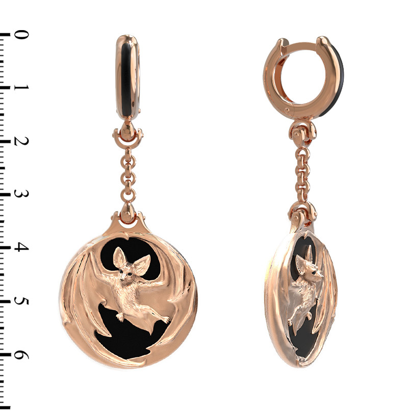 Серьги из золота c эмаль и ониксом