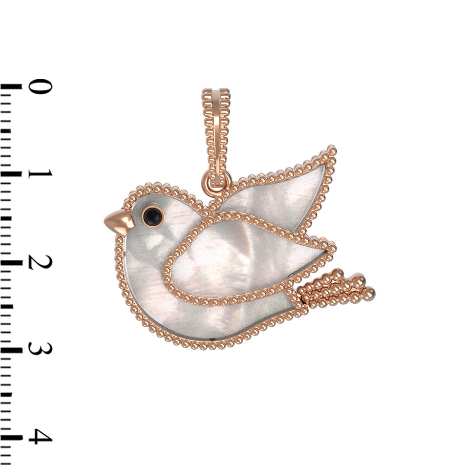 Подвеска из золота c эмалью и перламутром