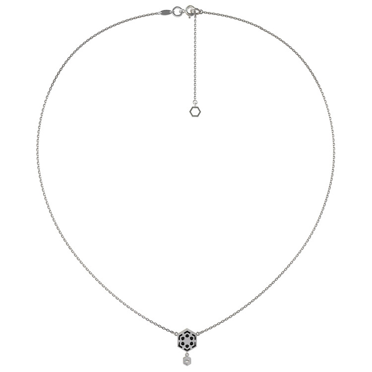 Колье из белого золота c бриллиантами и ониксом