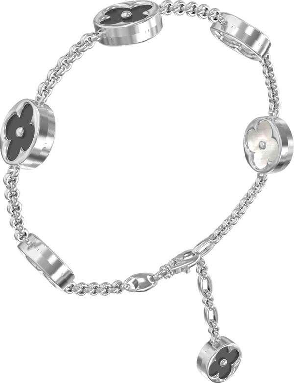 Браслет из белого золота c ониксом и перламутром