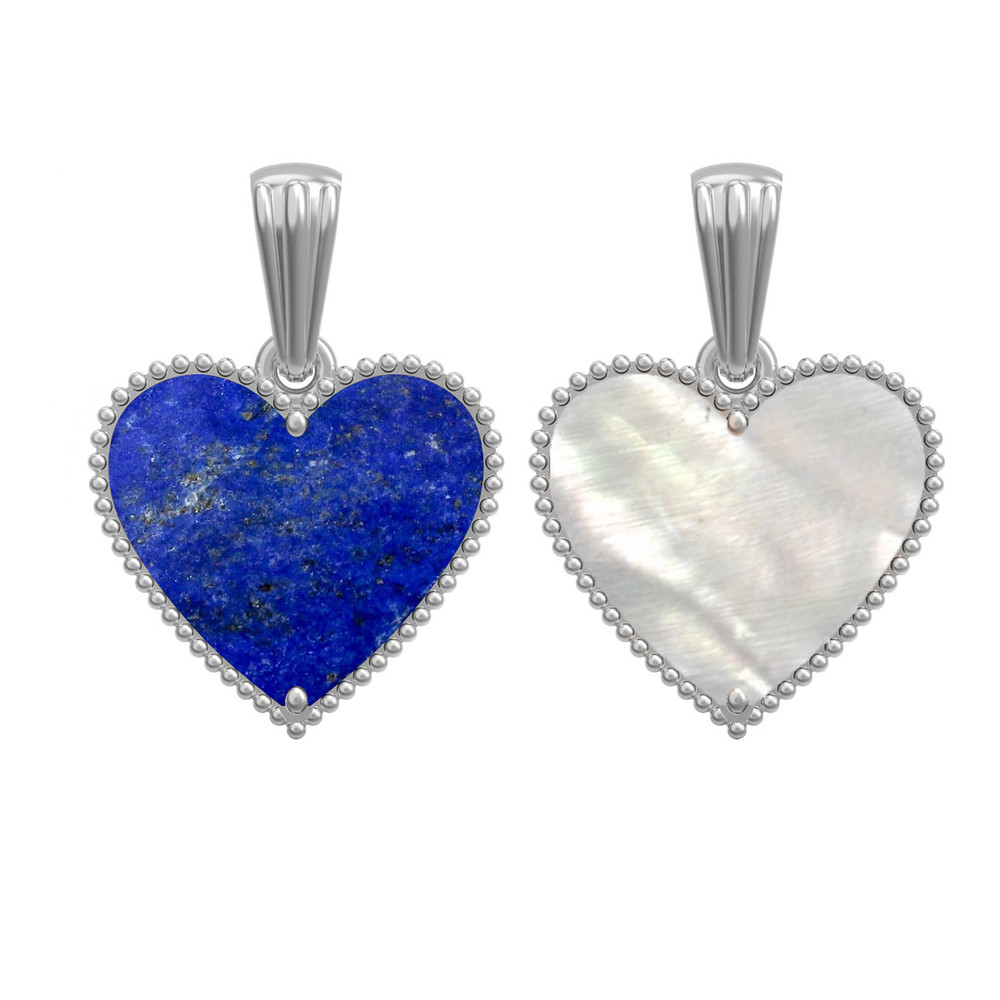 Подвеска из белого золота c лазуритом и перламутром