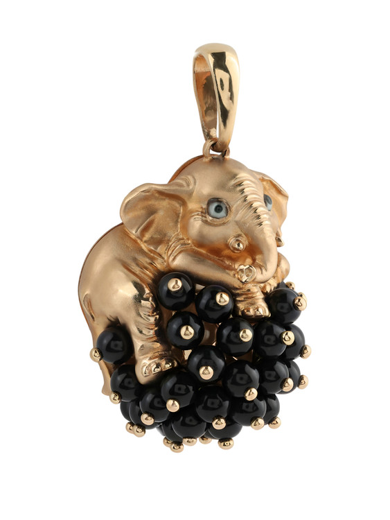 Подвеска из золота c эмаль и ониксом