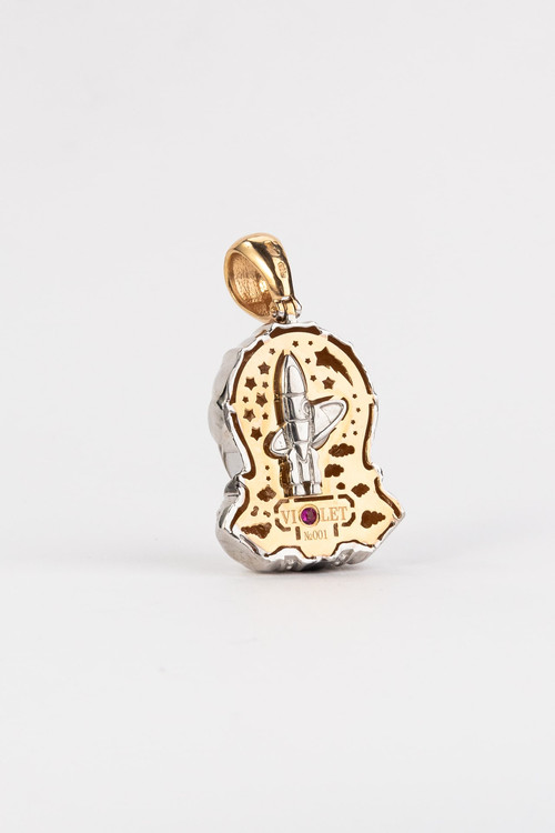 Подвеска из золота c эмаль , бриллиантами и рубином