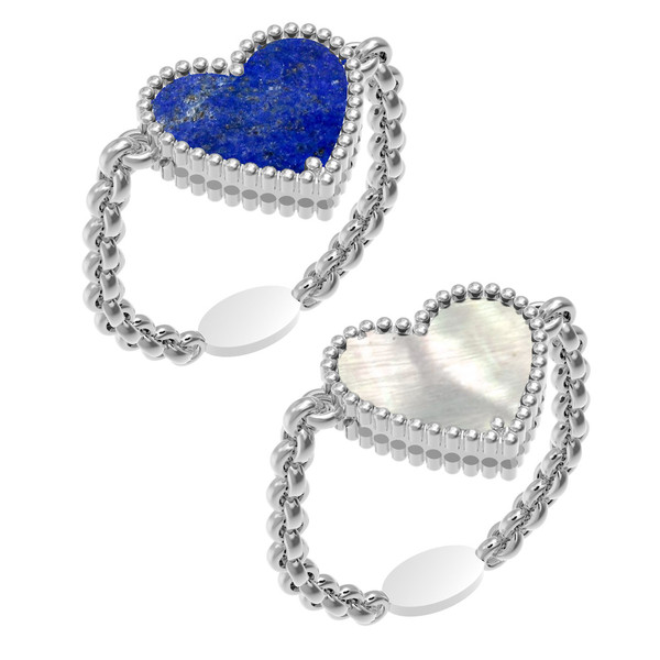 Кольцо из белого золота c лазуритом и перламутром