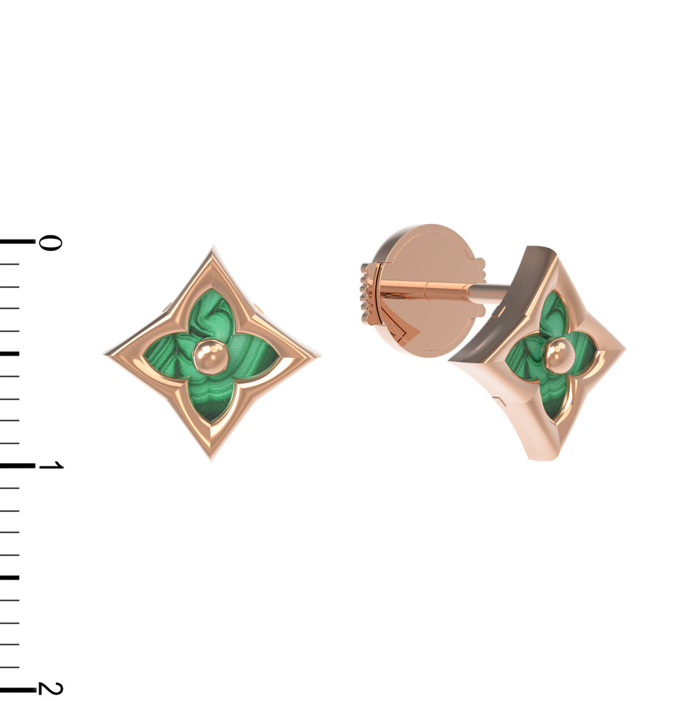 Серьги из золота c малахитом