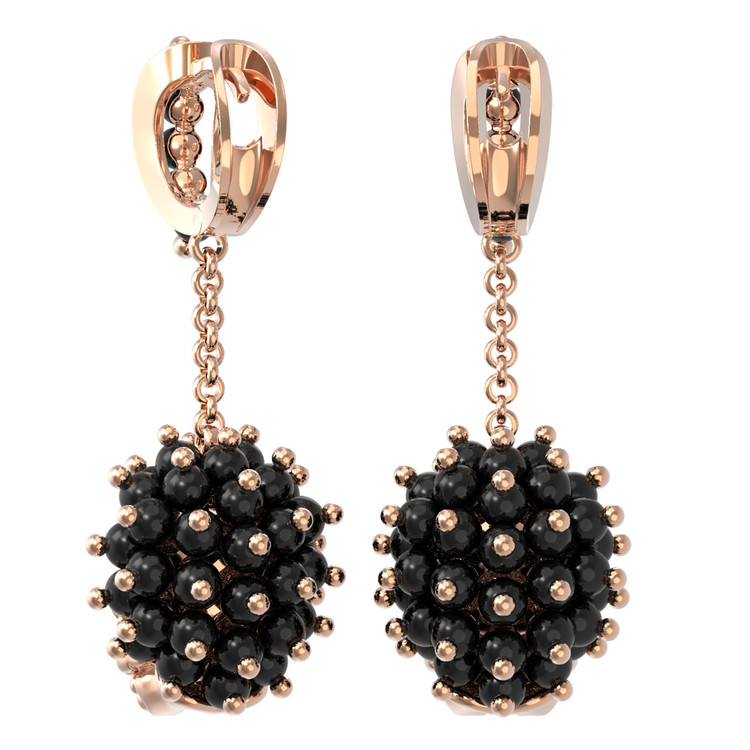 Серьги из золота c эмаль и ониксом