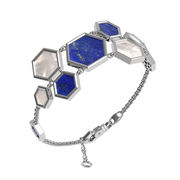 Браслет из белого золота c лазуритом и перламутром