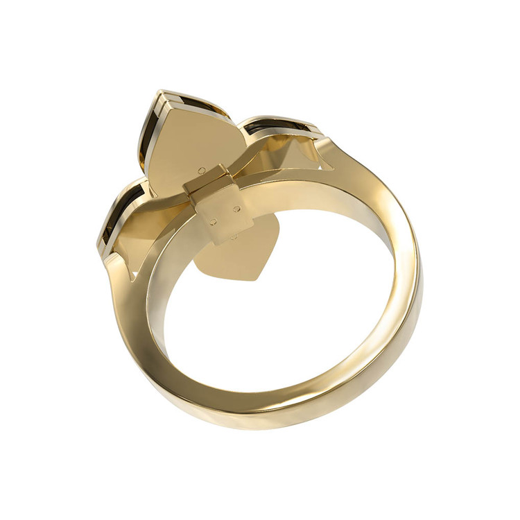 Кольцо из лимонного золота c бриллиантами и ониксом