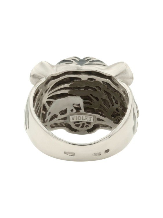 Кольцо из белого золота c эмалью